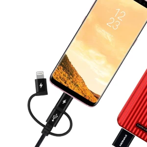 Кабель Momax One Link 3-in-1 Black USB to Micro-USB | Lightning | USB Type-C 1m - Фото 5