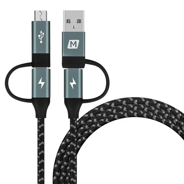 Кабель Momax OneLink DC12 4 in 1 USB | USB Type-C to Micro-USB | USB Type-C Black 1.2m