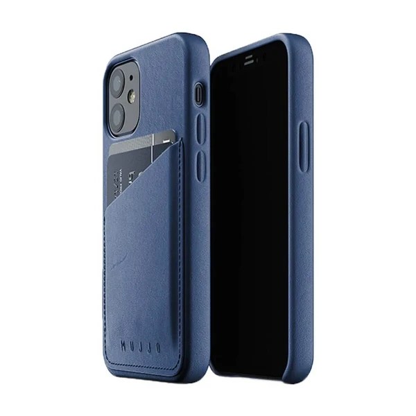 Шкіряний чохол MUJJO Full Leather Wallet Case Monaco Blue для iPhone 12 mini в Чернівцях