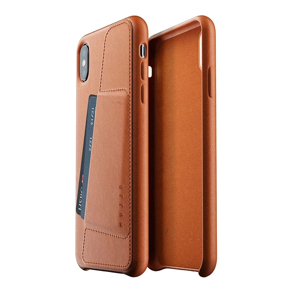 Шкіряний чохол з відділенням для карт MUJJO Full Leather Wallet Case Tan для iPhone XS Max