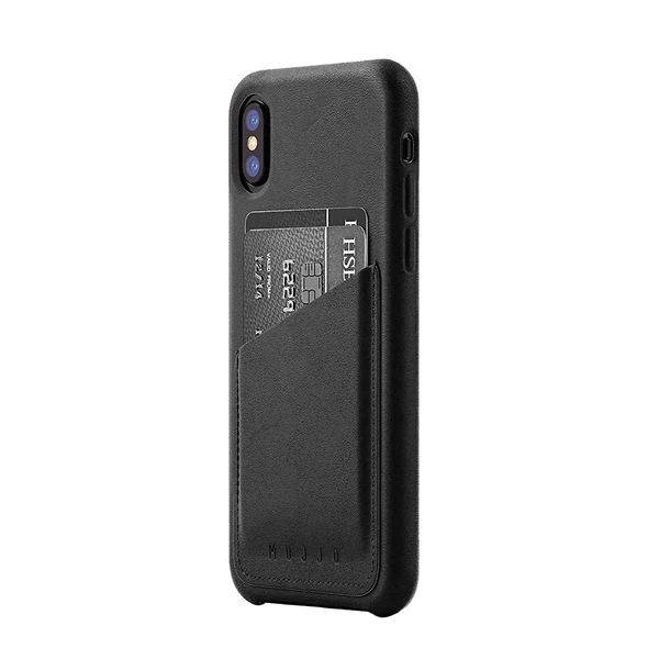 Шкіряний чохол MUJJO Leather Wallet Case Black для iPhone X | XS