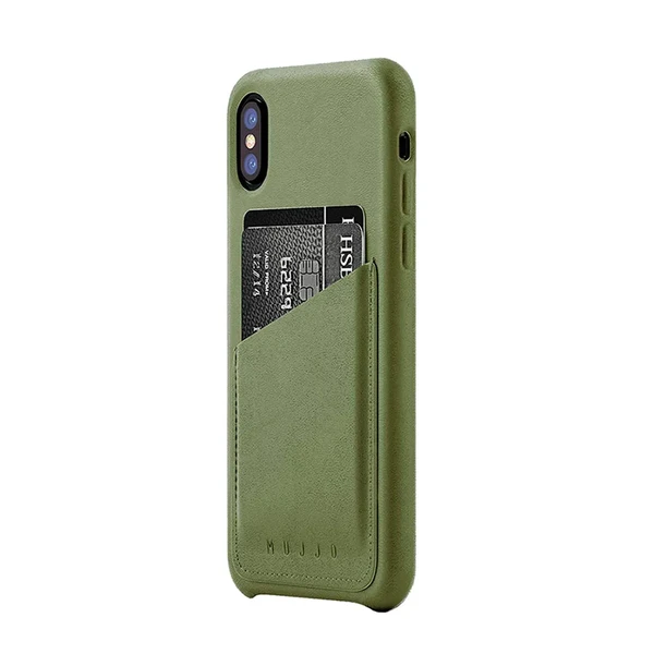 Шкіряний чохол MUJJO Leather Wallet Case Olive для iPhone X | XS