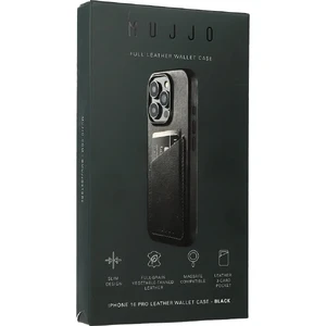 Черный кожаный чехол-кошелек Mujjo Full Leather MagSafe для iPhone 16 Pro - Фото 10