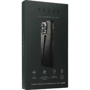 Черный кожаный чехол-кошелек Mujjo MagSafe для iPhone 16 Pro Max - Фото 2