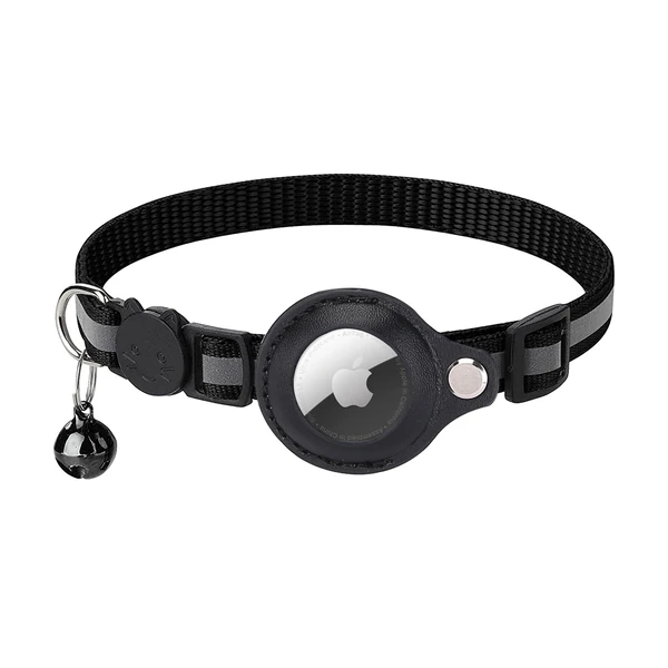 Нашийник для котів та собак з тримачем Apple AirTag та дзвіночком | iLoungeMax Cat Bell Collar Black
