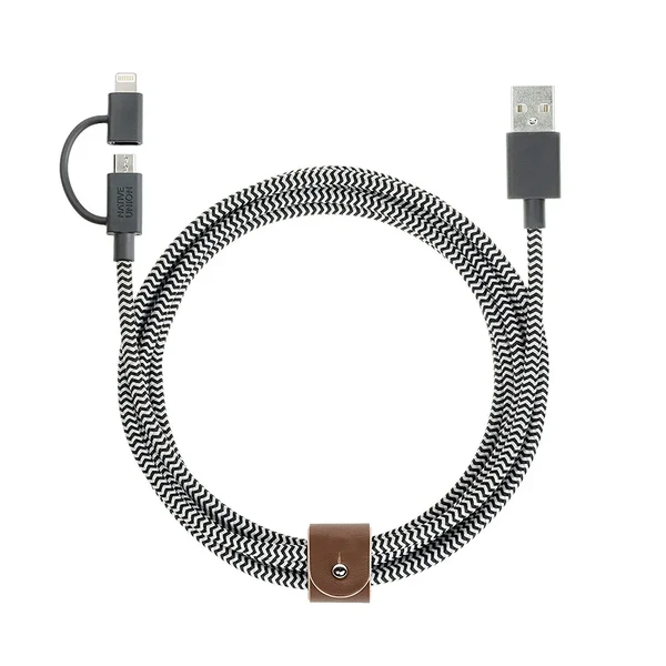 Кабель Native Union Belt Twin Head Zebra Lightning + Micro USB to USB