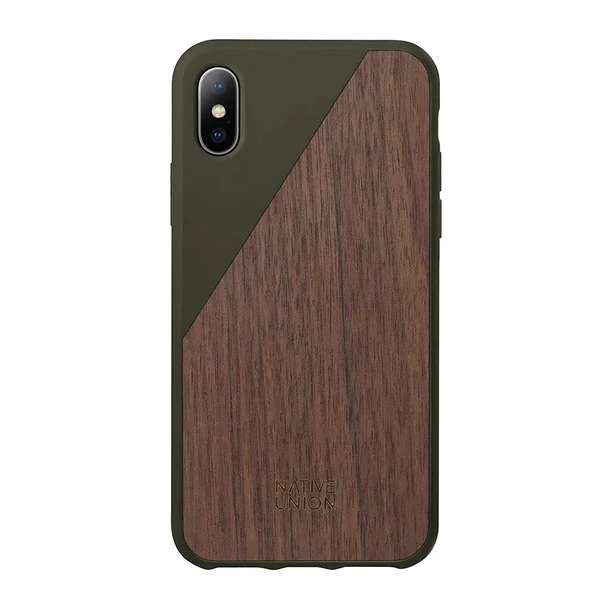 Дерев'яний чохол Native Union CLIC Wooden Olive | Walnut Wood для iPhone X | XS