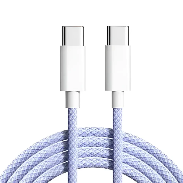 Нейлоновий кабель Type-C to Type-C для швидкої зарядки PD 20W | iLoungeMax Fast Charge Purple (1m)
