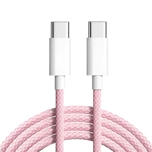 Нейлоновий кабель Type-C to Type-C для швидкої зарядки PD 20W | iLoungeMax Fast Charge Pink (1m)