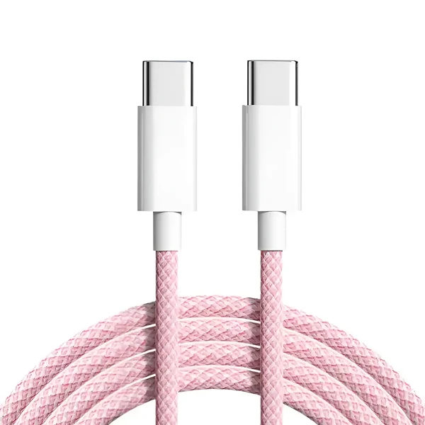 Нейлоновий кабель Type-C to Type-C для швидкої зарядки PD 20W | iLoungeMax Fast Charge Pink (1m)