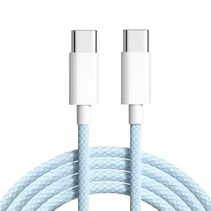 Нейлоновий кабель Type-C to Type-C для швидкої зарядки PD 20W | iLoungeMax Fast Charge Blue (1m)