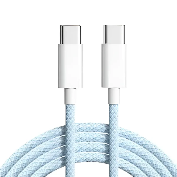 Нейлоновий кабель Type-C to Type-C для швидкої зарядки PD 20W | iLoungeMax Fast Charge Blue (1m)