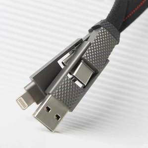 Нейлоновый кабель 4-в-1 USB-C/Lightning 60W для быстрой зарядки 0.15m | iLoungeMax iCharge - Фото 6