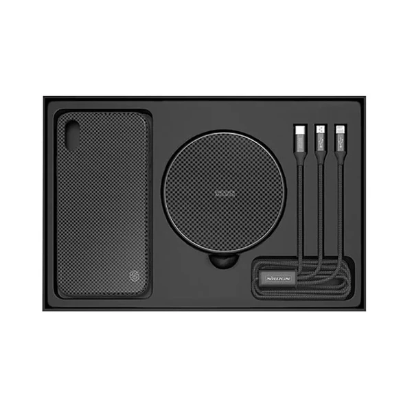 Подарунковий комплект Nillkin Fancy Black (чохол + бездротова зарядка + кабель) для iPhone X | XS в Чернівцях