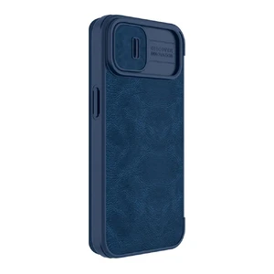 Кожаный чехол-книжка Nillkin Qin Pro Leather Case Blue для iPhone 14 Plus - Фото 3
