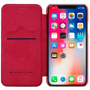 Кожаный чехол-книжка Nillkin Qin Series Red для iPhone X | XS - Фото 4