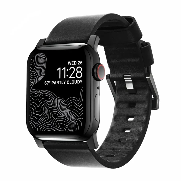 Кожаный ремешок Nomad Active Strap Black Hardware Black для Apple Watch 44 | 42mm Series 5 | 4
