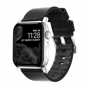 Шкіряний ремінець Nomad Active Strap Silver Hardware Black для Apple Watch 44 | 42mm Series 5 | 4  - Фото 1