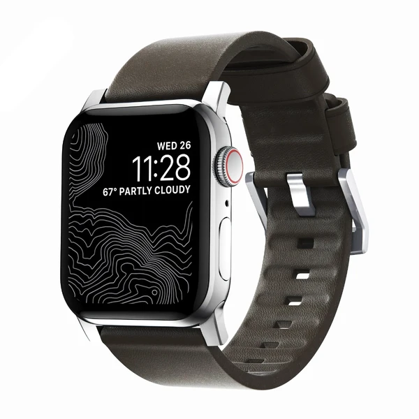 Шкіряний ремінець Nomad Active Strap Silver Hardware Brown для Apple Watch 44 | 42mm Series 5 | 4 в Ужгороді