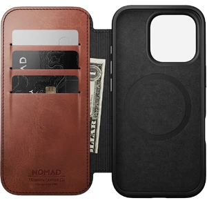 Коричневый кожаный чехол-фолио Nomad Modern Leather MagSafe для iPhone 16 Pro - Фото 2
