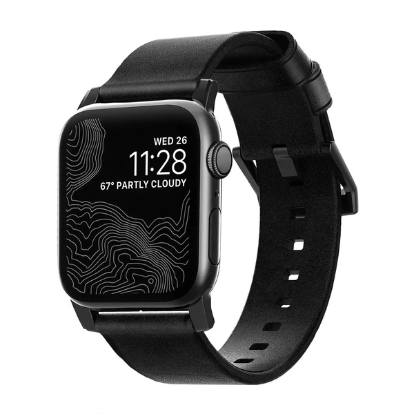 Шкіряний ремінець Nomad Modern Strap Black Hardware Black для Apple Watch Ultra 49mm | 45mm | 44mm | 42mm в Ужгороді