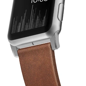 Кожаный ремешок Nomad Modern Strap Rustic Brown | Silver Hardware для Apple Watch Ultra 49mm | 45mm | 44mm | 42mm - Фото 3
