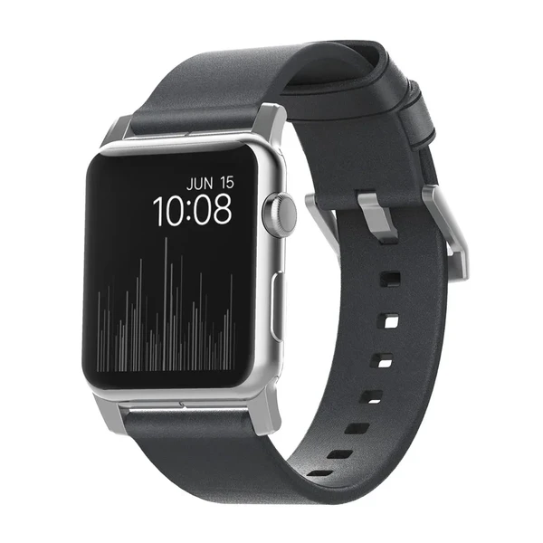 Кожаный ремешок Nomad Modern Strap Slate Gray | Silver Hardware для Apple Watch Ultra 49mm | 45mm | 44mm | 42mm