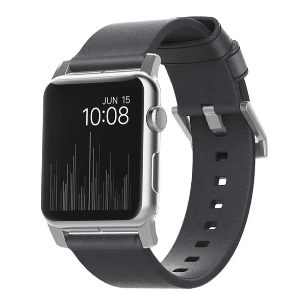 Шкіряний ремінець Nomad Modern Strap Slate Gray | Silver Hardware для Apple Watch 38mm SE 7 | 6 | 5 | 4 | 3 | 2 | 1