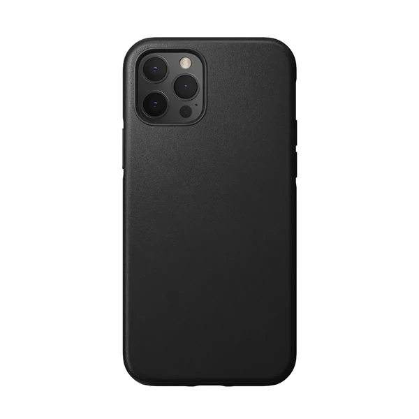 Черный кожаный чехол Nomad Rugged Case Horween Leather Black для iPhone 12 | 12 Pro