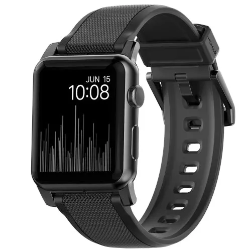 Черный силиконовый ремешок Nomad Rugged Strap with Black Classic Buckle для Apple Watch Ultra 49mm | 45mm | 44mm | 42mm