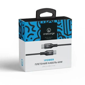Плетеный кабель oneLounge 1Power USB-C to USB-C 60W (1.2 m) - Фото 5