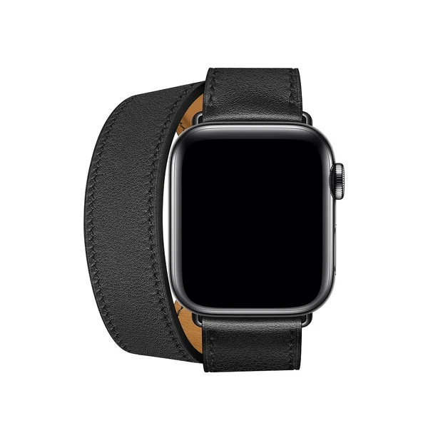 Ремінець iLoungeMax Hermès Leather Double Tour Noir для Apple Watch Ultra 49mm | 45mm | 44mm | 42mm  ОЕМ у Вінниці