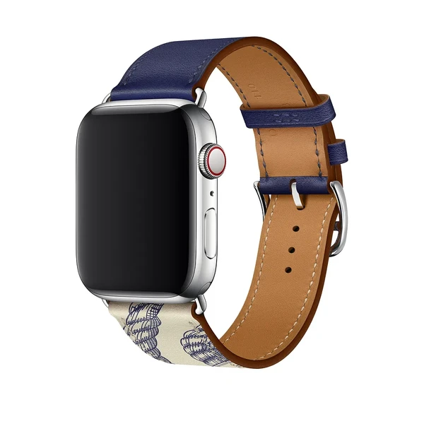 Ремешок iLoungeMax Hermès Leather Single Encre | Béton для Apple Watch Ultra 49mm | 45mm | 44mm | 42mm  ОЕМ