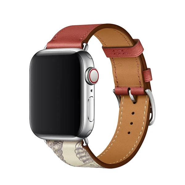 Ремешок iLoungeMax Hermès Leather Single Brique | Béton для Apple Watch Ultra 49mm | 45mm | 44mm | 42mm  ОЕМ