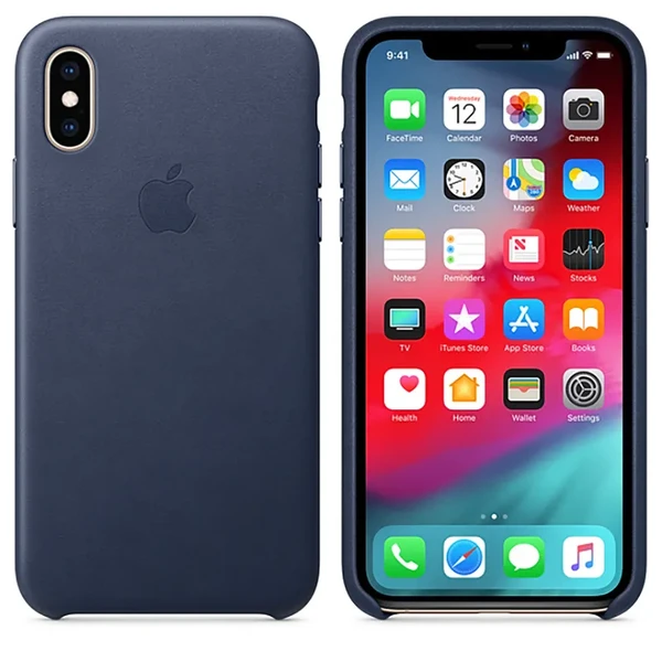 Кожаный чехол iLoungeMax Leather Case Midnight Blue для iPhone X | XS OEM (MRWN2) в Кропивницком