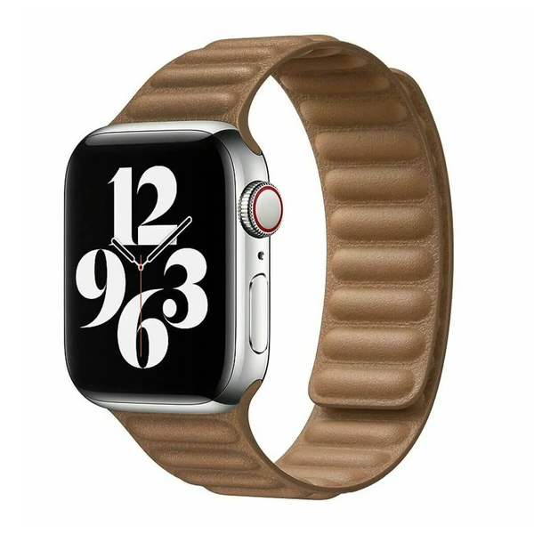 Ремінець iLoungeMax Leather Link Magnetic Saddle Brown для Apple Watch Ultra 49mm | 45mm | 44mm | 42mm (M | L) OEM у Вінниці