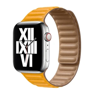 Ремінець iLoungeMax Leather Link Magnetic Yellow для Apple Watch Ultra 49mm | 45mm | 44mm | 42mm (M | L) OEM  - Фото 1