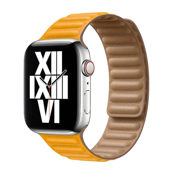 Ремешок iLoungeMax Leather Link Magnetic Yellow для Apple Watch Ultra 49mm | 45mm | 44mm | 42mm (M | L) OEM в Тернополе