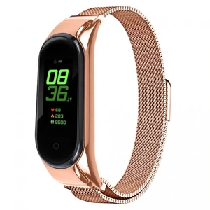 Металлический ремешок iLoungeMax Milanese Loop Rose Gold для Xiaomi Mi Band 5 | 6  - Фото 1