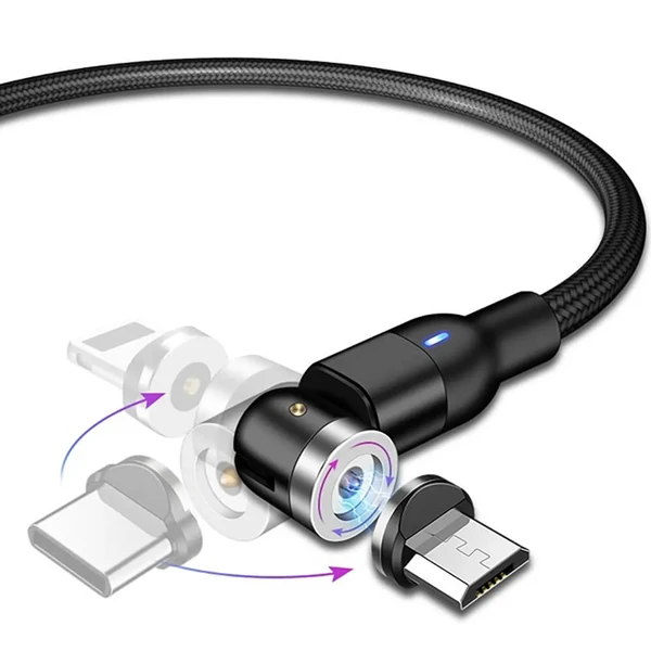 Зарядний магнітний кабель iLoungeMax Rotate Magnetic Cable Micro-USB | Type-C | Lightning 1m
