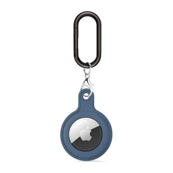 Силиконовый брелок c карабином iLoungeMax Soft Protection Case Clip Dark Blue для AirTag