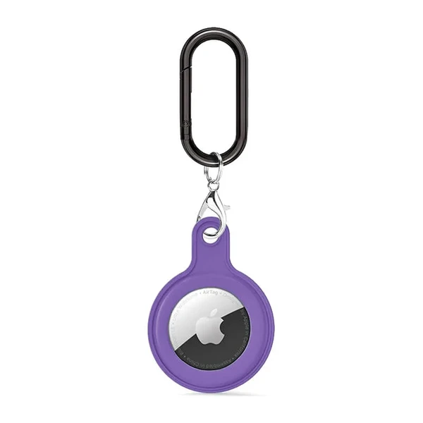 Силиконовый брелок c карабином iLoungeMax Soft Protection Case Clip Violet для AirTag
