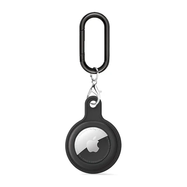 Силиконовый брелок c карабином iLoungeMax Soft Protection Case Clip Black для AirTag в Сумах