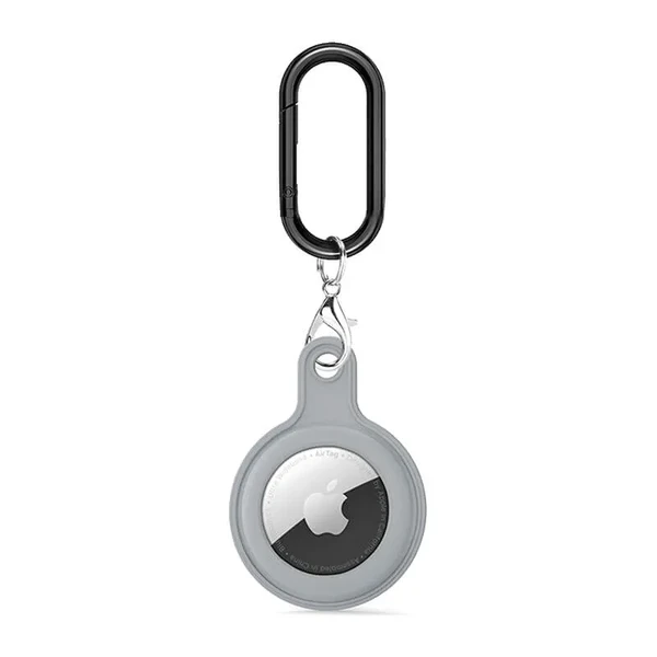 Силиконовый брелок c карабином iLoungeMax Soft Protection Case Clip Grey для AirTag в Сумах