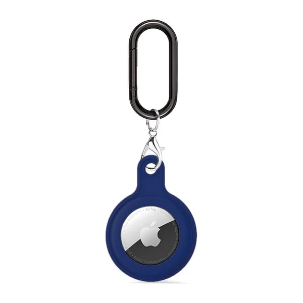 Силиконовый брелок c карабином iLoungeMax Soft Protection Case Clip Midnight Blue для AirTag
