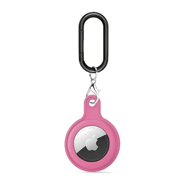 Силиконовый брелок c карабином iLoungeMax Soft Protection Case Clip Pink для AirTag