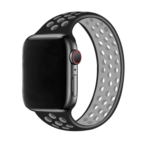Силиконовый монобраслет iLoungeMax Solo Loop Nike Black | Gray для Apple Watch Ultra 49mm | 45mm | 44mm | 42mm Size L в Тернополе