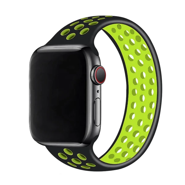 Силиконовый монобраслет iLoungeMax Solo Loop Nike Black | Green для Apple Watch Ultra 49mm | 45mm | 44mm | 42mm Size M