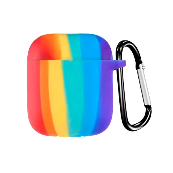 Силиконовый чехол с карабином iLoungeMax TPU Case Rainbow для AirPods 2 | 1