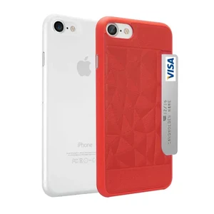 Чохол Ozaki O! Coat 0.3 Jelly + Pocket 2 in 1 Pack Transparent + Red для iPhone SE 3 | SE 2 | 8 | 7